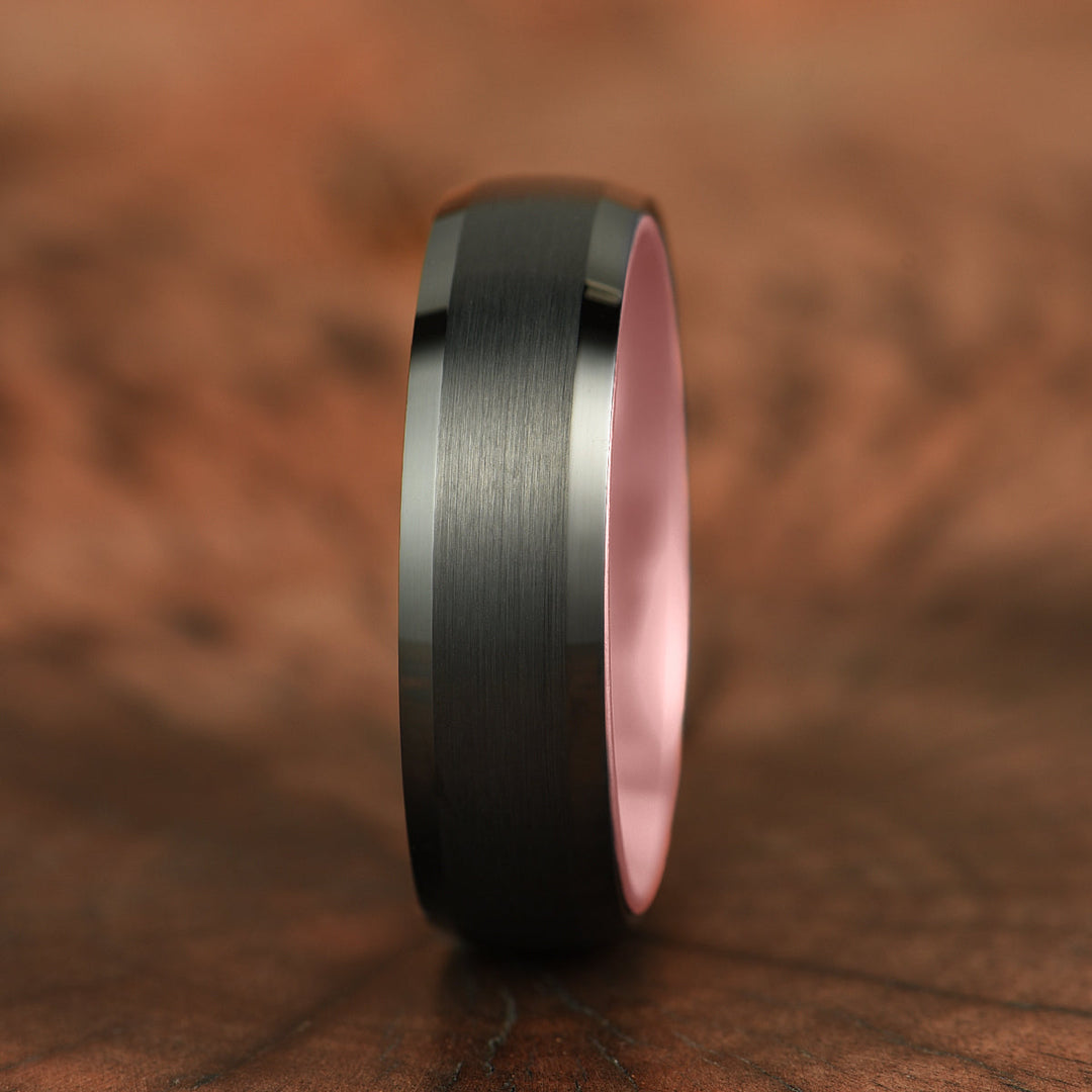 Pristine Passion Rose Interior Tungsten Wedding Band 8MM