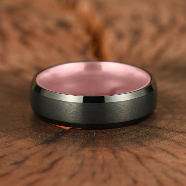 Pristine Passion Rose Interior Tungsten Wedding Band 8MM