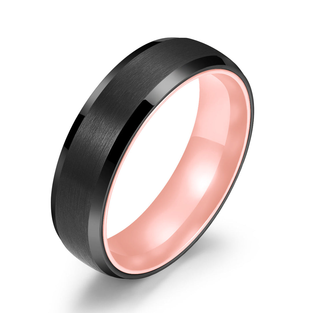 Pristine Passion Rose Interior Tungsten Wedding Band 8MM