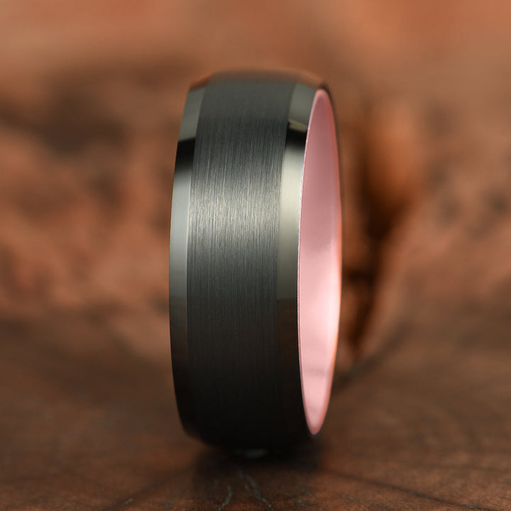 Pristine Passion Rose Interior Tungsten Women's Wedding Band 4MM