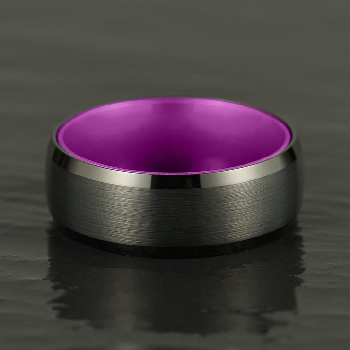 Pristine Passion Purple Interior Tungsten Wedding Band 6MM