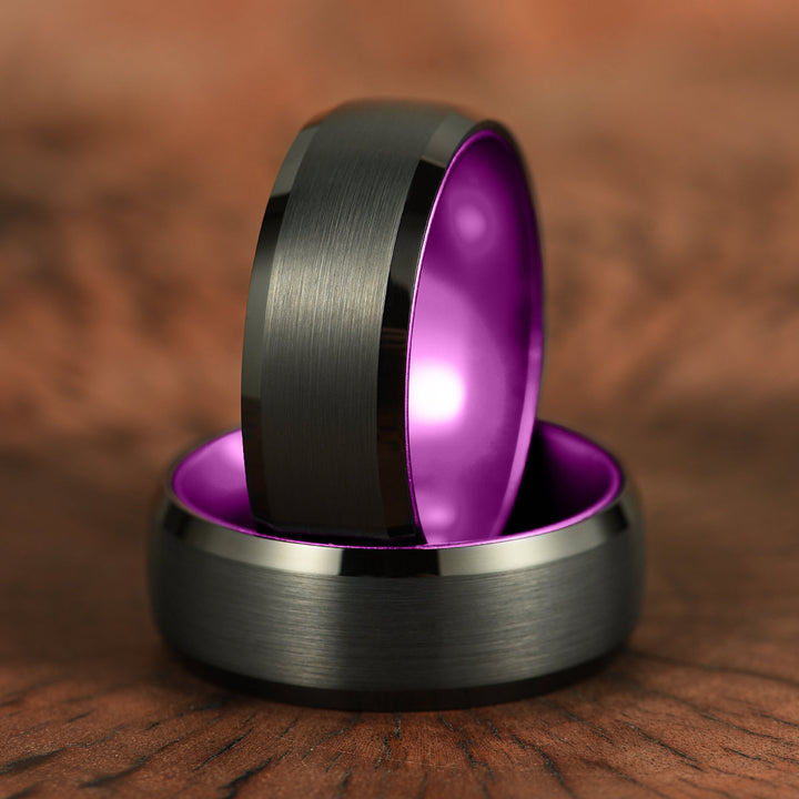 Pristine Passion Purple Interior Tungsten Wedding Band 6MM