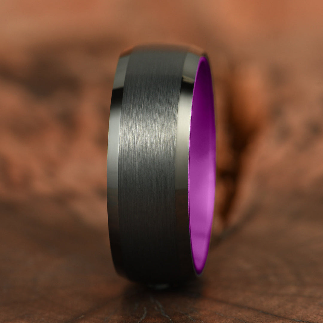 Pristine Passion Purple Interior Tungsten Wedding Band 6MM