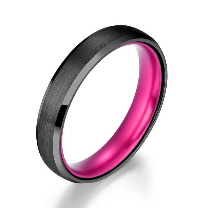 Pristine Passion Fuchsia Interior Tungsten Wedding Band 8MM