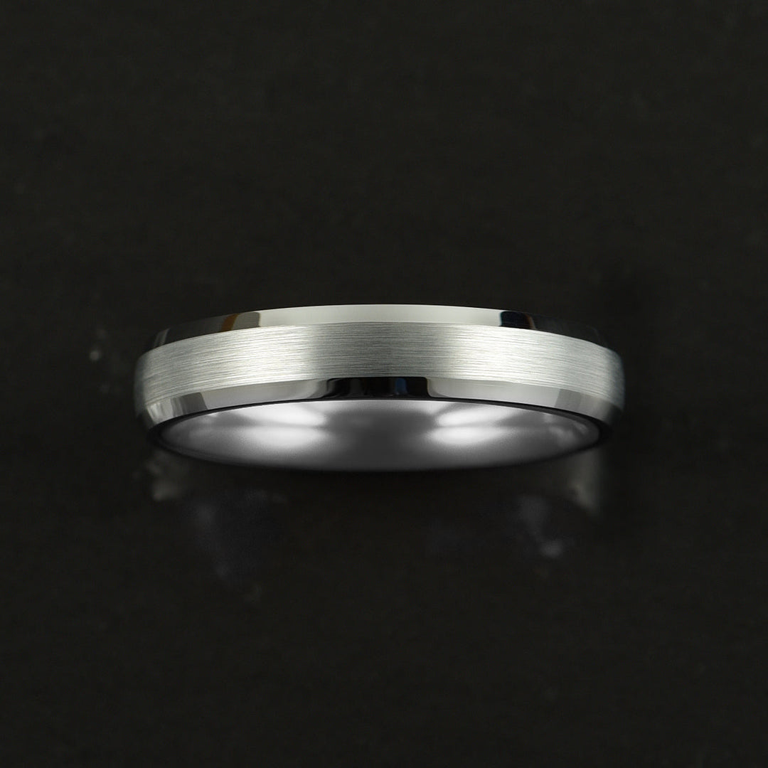 Pristine Passion Silver Interior Silver Tungsten Wedding Band 8MM