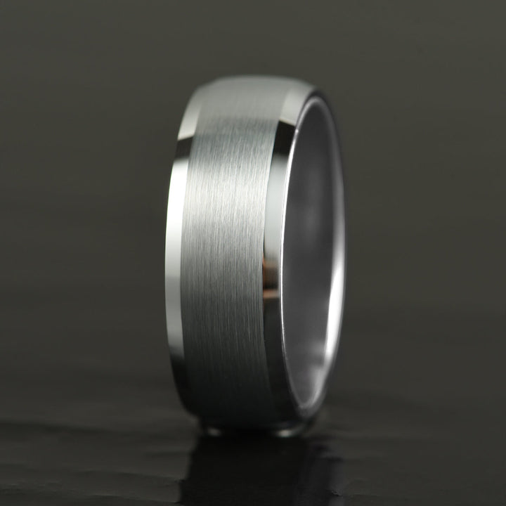 Pristine Passion Silver Interior Silver Tungsten Wedding Band 4MM