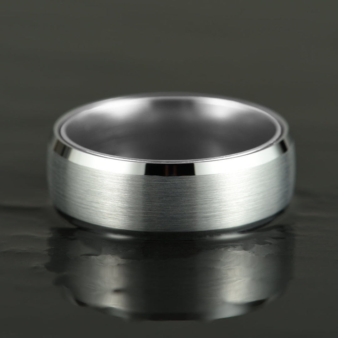 Pristine Passion Silver Interior Silver Tungsten Wedding Band 4MM