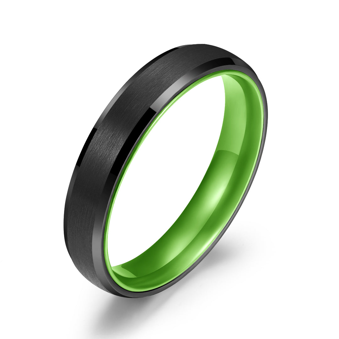 Pristine Passion Green Interior Tungsten Wedding Band 8MM