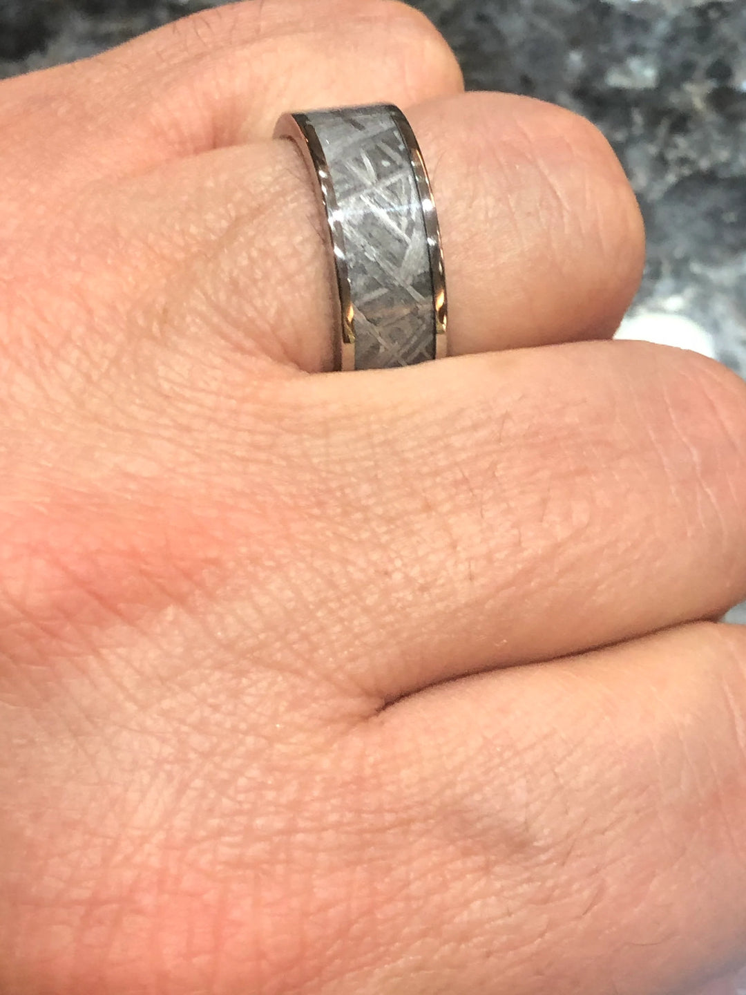 Muonionalusta Meteorite Tungsten Mens Wedding Band 8MM - Rings By Pristine 