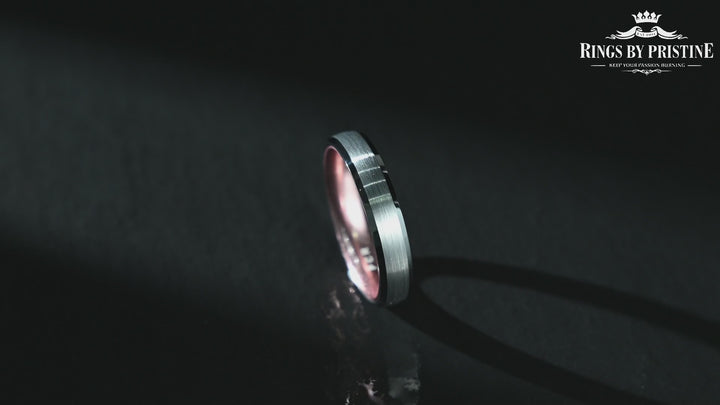 Pristine Passion Rose Interior Silver Tungsten Wedding Band 8MM