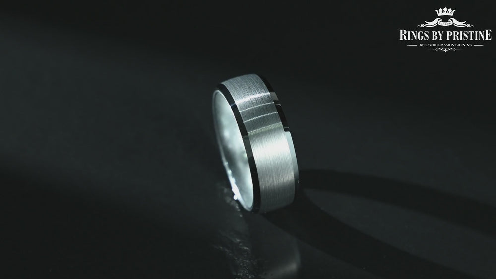 Pristine Passion Silver Interior Silver Tungsten Wedding Band 8MM