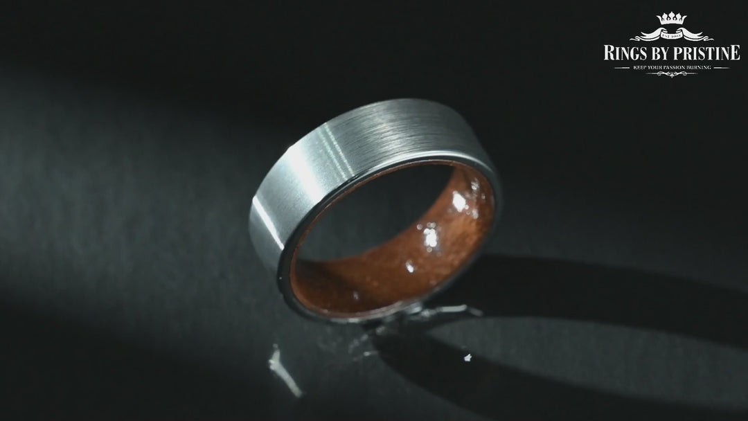 Grey Tungsten Koa Wood Men's Wedding Band 8MM