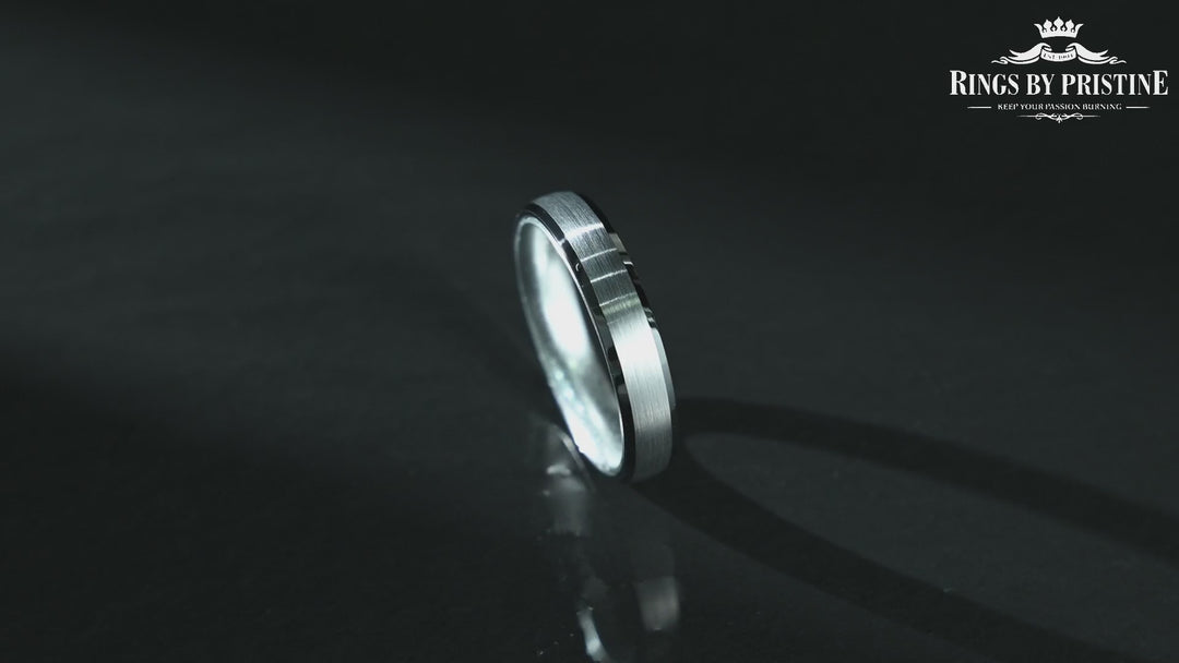 Pristine Passion Silver Interior Silver Tungsten Wedding Band 8MM