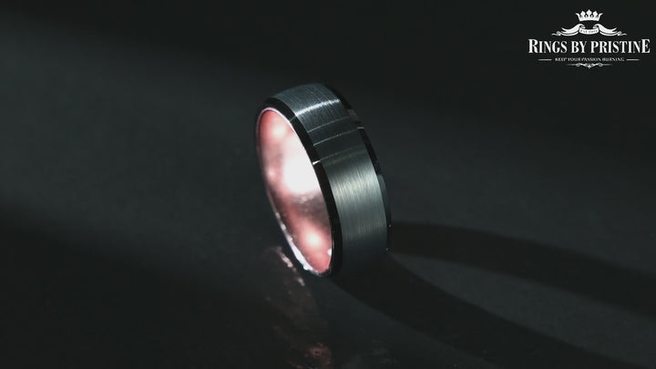 Pristine Passion Rose Interior Tungsten Women's Wedding Band 4MM