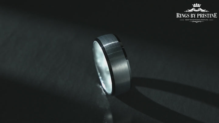 Pristine Passion Silver Interior Tungsten Men's Wedding Band 4MM