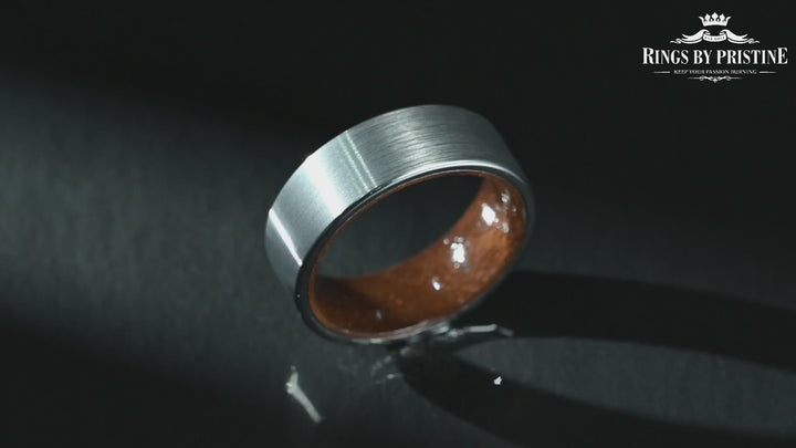 Grey Tungsten Glossy Walnut Wood Men's Wedding Band 8MM