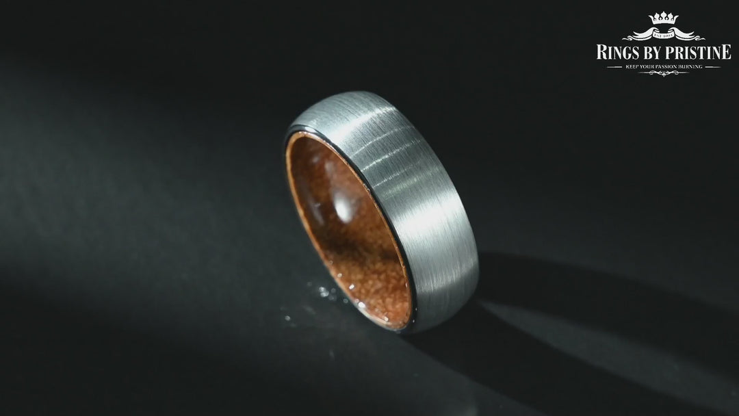 Matte Grey Flat Titanium Koa Wood Men's Wedding Band 8MM