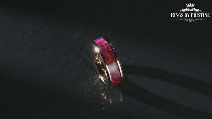 Purple Haze Ring - Rose Tungsten Box Elder Wood Men's Wedding Band 6MM