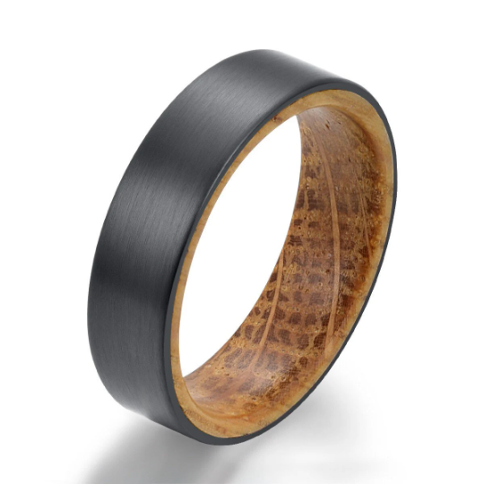 Zirconium Whiskey Barrel Men's Wedding Band 6MM - Rings By Pristine 