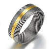 Damascus Steel Yellow Inlay Men's Wedding Band 8MM - Rings By Pristine 