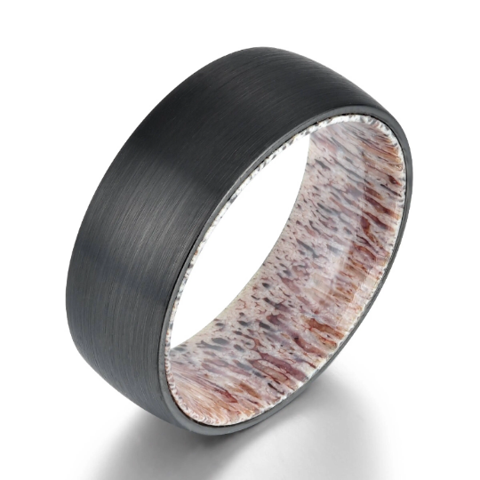 Antler Inlay Tungsten Men's Wedding Band 8MM - Rings By Pristine 