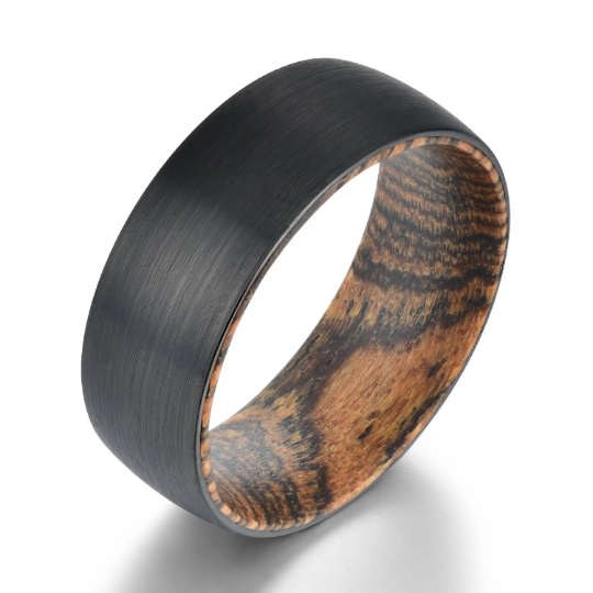 Bocote Wood Tungsten Men's Wedding Band 8MM - Rings By Pristine 
