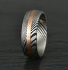 Damascus Steel Rose Inlay Men's Wedding Band 8MM - Rings By Pristine 