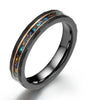 Black Hammered Tungsten Crushed Opal Women's Wedding Band 4MM - Rings By Pristine 