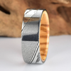 Damascus Olive Wood Men's Wedding Band 8MM - Rings By Pristine 