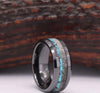 Deer Antler Turquoise Black Tungsten Men's Wedding Band 8MM - Rings By Pristine 