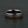Yellow Opal Koa Wood Black Ceramic Men's Wedding Band 6MM - Rings By Pristine 