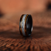 Black Tugsten Charred Whiskey Inlay Meteorite Men's Wedding Band - Rings By Pristine 