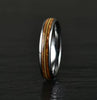 Whiskey Barrel Wood Guitar String Women's Wedding Band 4MM - Rings By Pristine 