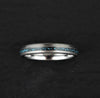 Crushed Turquoise Grey Tungsten Women's Wedding Band 4MM