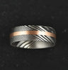 Damascus Steel Rose Inlay Men's Wedding Band 8MM - Rings By Pristine 