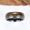 Black Ceramic Tobbaco Leaf Wood Men's Wedding Band 8MM - Rings By Pristine 