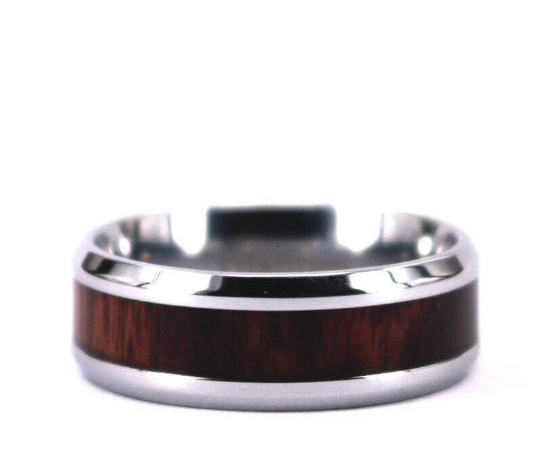 Zebra Wood Titanium Men's Wedding Band 6MM - Rings By Pristine 