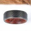 Rose Wood Hammered Black Tungsten Men's Wedding Band 8MM - Rings By Pristine 