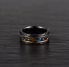 Black Hammered Tungsten Crushed Opal Men's Wedding Band 8MM - Rings By Pristine 