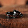 Black Hammered Tungsten Dinosaur Bone and Meteorite Men's Wedding Band 8MM - Rings By Pristine 