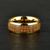 Whiskey Barrel Wood Guitar String Yellow Tungsten Men's Wedding Band 8MM - Rings By Pristine 