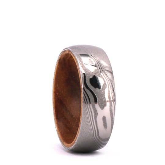 Damascus Koa Wood Men's Wedding Band 8MM - Rings By Pristine 