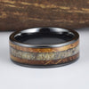 Whiskey Barrel Wood Antler Black Ceramic Ring Men's Wedding Band 8MM - Rings By Pristine 