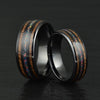Opal Koa Wood Black Ceramic Men's Wedding Band 8MM - Rings By Pristine 