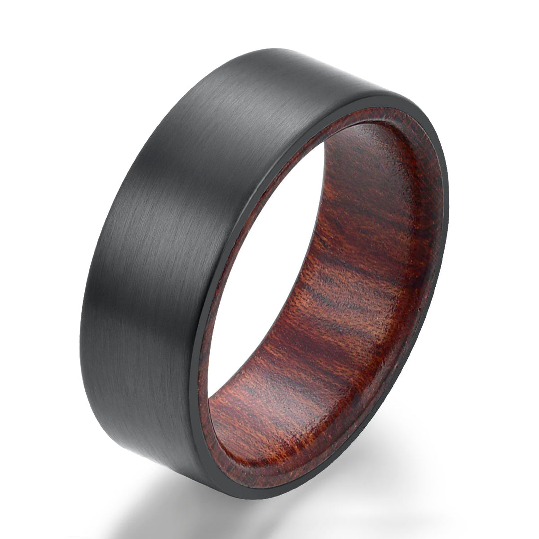 Zirconium Rose Wood Men's Wedding Band 8MM - Rings By Pristine 