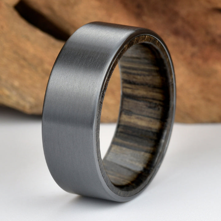 Zirconium Siberian Bog Oak Men's Wedding Band 8MM - Rings By Pristine 