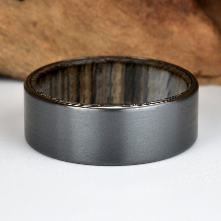 Zirconium Siberian Bog Oak Men's Wedding Band 8MM - Rings By Pristine 