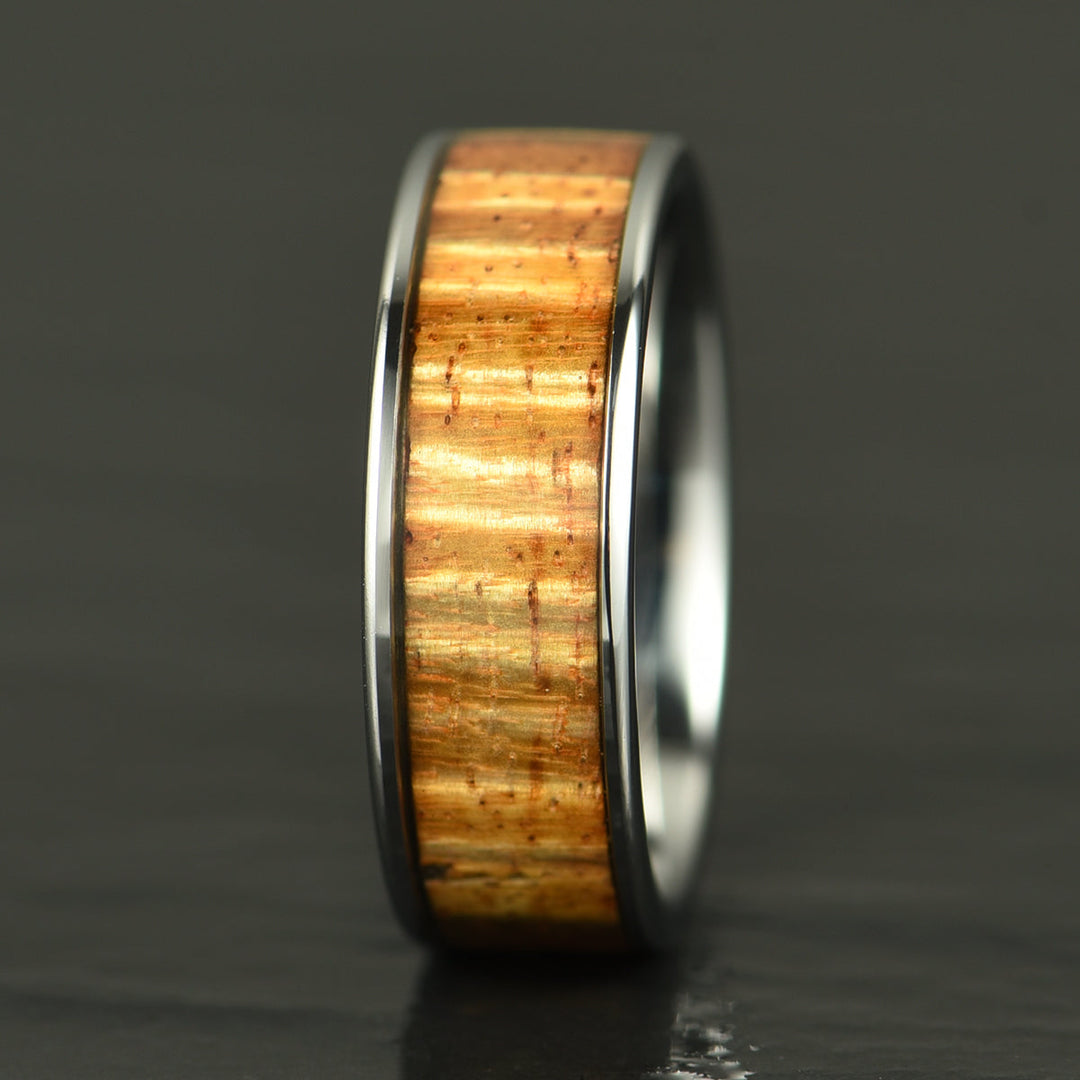 Hawaiian Koa Wood Tungsten Mens Wedding Ring 8MM - Rings By Pristine 