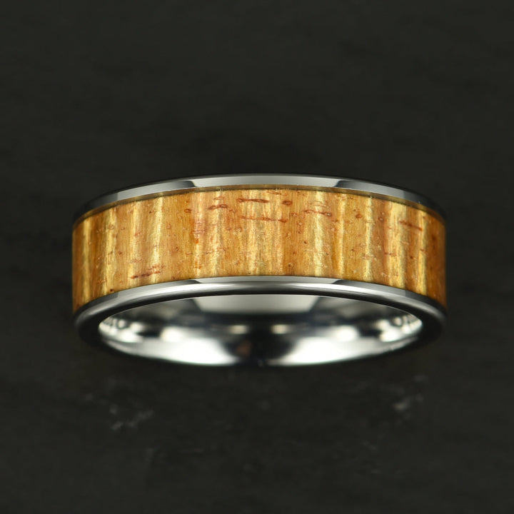 Hawaiian Koa Wood Tungsten Mens Wedding Ring 8MM - Rings By Pristine 