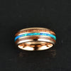Rose Tungsten Koa Wood Opal Men's Wedding Band 8MM - Rings By Pristine 